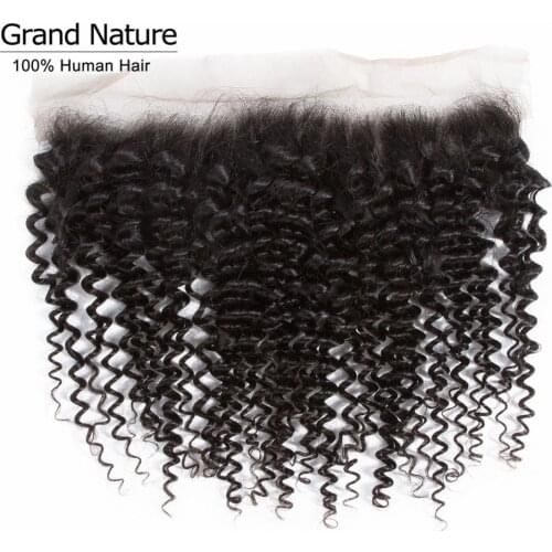 Brazilian kinky curly hair with frontal closure 13x4inch swiss lace frontal closure with one bundle remy hair extensions