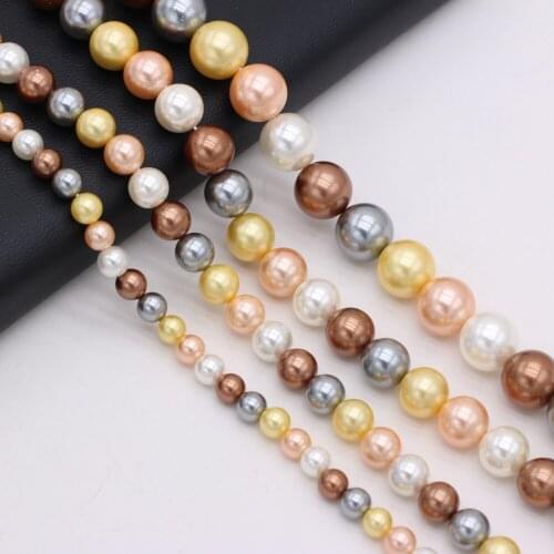 Natural shell bead fritillary round mixed color beaded loose spacer beads for jewelry making DIY necklace bracelet accessory