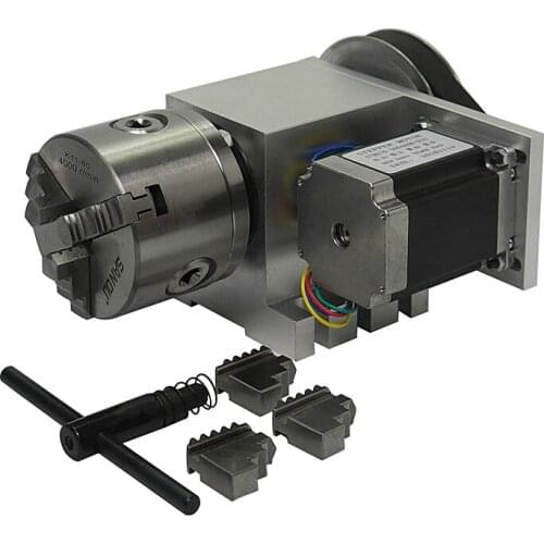 4 Jaw Chuck Hollow Shaft 80mm CNC 4th Axis for Cnc Router