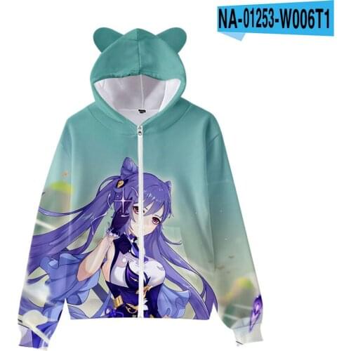 3-14 years Children Hoodies Genshin Impact Sweatshirt for Boys Teens Girls Sweatshirt Kawaii Cat Ear Zipper Hooded Boys Clothes