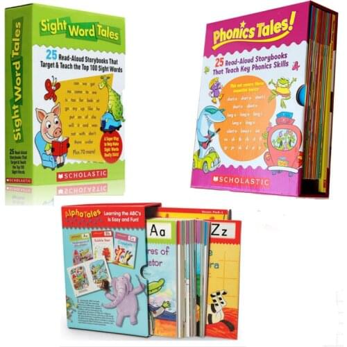 Learn Sight Word Tales Set 25Pcs Phonics Tales Alpha Tales Kids English Word Study Story Picture Book Baby Toys Educational Book
