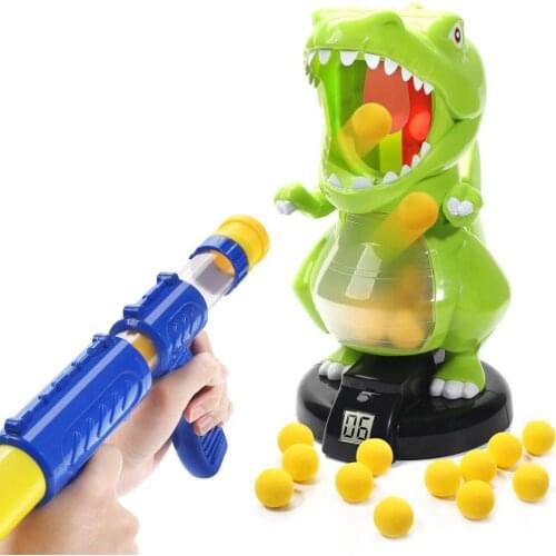 Dinosaur Shooting Toys for Kids Target Shooting Games with Air Pump Gun Party Toys for Boys and Girls Sound 12 Soft Foam Balls