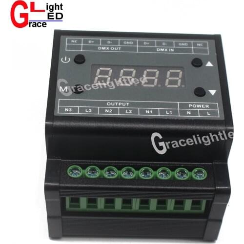DMX302 DMX triac dimmer led brightness controller AC90V-240V 50Hz/60Hz Output high voltage 3channels 1A/CH for led panel light