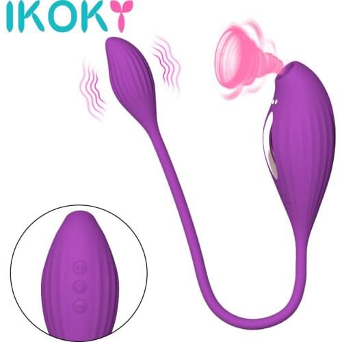 IKOKY Wearable Dildo Vibrator Vagina Vibrating Egg Sucker Clitoris Stimulator Sex Toys for Woman Sucking Vibrator G Spot