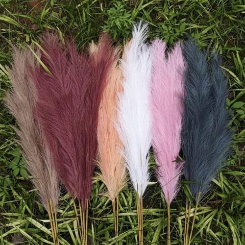 12 Forks Artificial Pampas Grass 120cm Bouquet DIY Vase Wedding Party Home Garden Decoration Bunch Rabbit Tail Grass Decor
