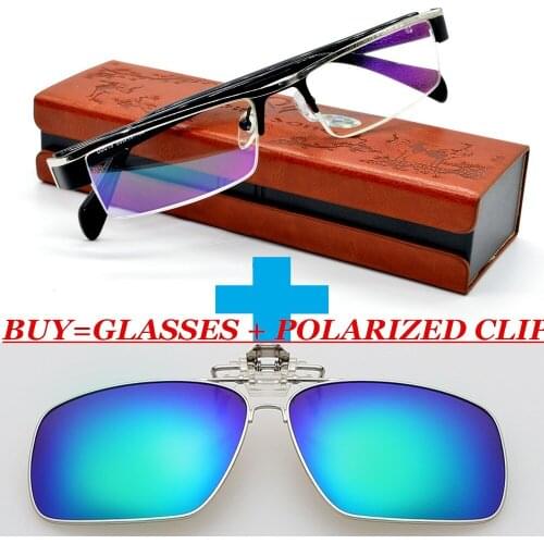 A Polarized Clip And Optical Custom made optical prescription myopia Classic Titanium Alloy Business Reading Glasses -1 to -8
