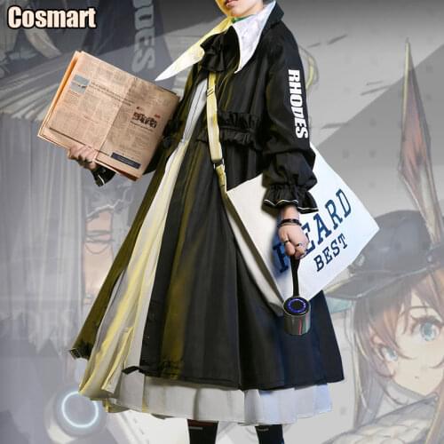 Game Arknights Amiya Rhodes Island Newsboy Uniform Cosplay Costume With Bags Ear Headset Halloween Suit For Women Outfit New