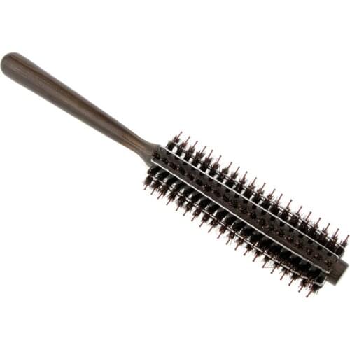 Wood Handle & Nylon Brush Hair Care Round Brush, Handmade Anti Static Hair Care Round Brush