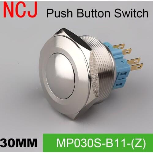 NCJ 30mm Metal Push Button Switch IP67 Maintained Alternate Latching & self-reset Momentary Reset 5A