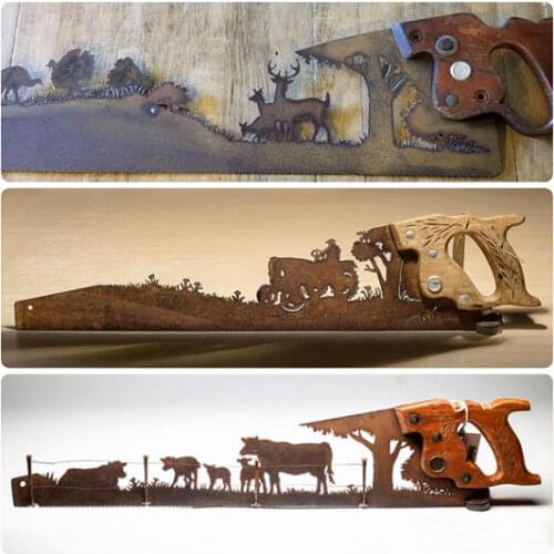 Metal Art Tree Wall Decor Cut Hand Saw Metal Art Metal Artwork Fathers Day Cow Hand Cutting Handsaw Decorations Drop Shipping
