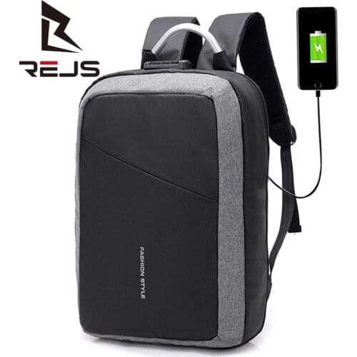 REJS LANGT Anti-Theft Backpack Men Office Work Business Backpacks with Charging Fit 15.6 Inch Laptop Travel Bag Waterproof Zaino