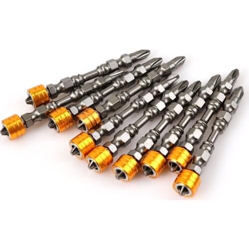 10pcs Phillips Screwdrivers Magnetic Circle Screwdriver Bit Set ph2 Screw Bits Precision Impact Driver Magnetic Ring Anti Slip