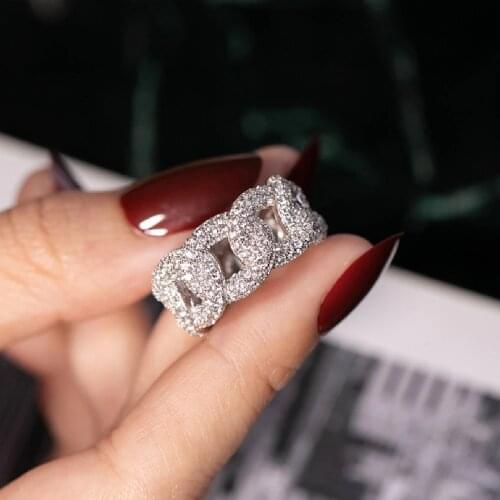 New Brand Fashion Hollow out Chain painting full SONA Diamond Ring Wedding Jewelry Sparkling 925 Sterling Silver Rings For Women