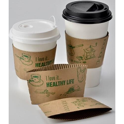 Disposable Wrapper Coffee Cup Sleeve Kraft Paper Cartoon Coffee Sleeve Heat Insulation Mug Takeaway Wrapper Christmas Cup Set