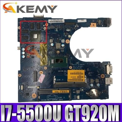 Original Laptop motherboard For DELL Inspiron 5458 5558 5758 I7-5500U SR23W GT920M Mainboard CN-0VFD5V 0VFD5V AAL10 LA-B843P