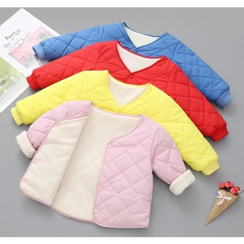 Autumn Winter Girls Jacket Keep Warm Fashion Solid Color Christmas Baby Coat Windproof Outerwear 1 2 3 4 5 Years Old Kid Clothes