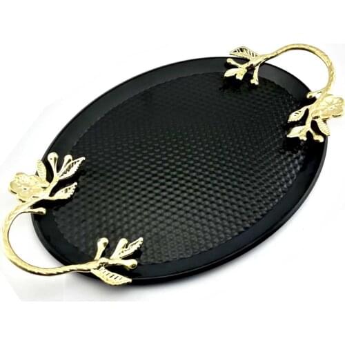 DOLBOVI Tattoo Pattern Design Oval Metal tray With Handle 29x18cm tray поднос plateau de service