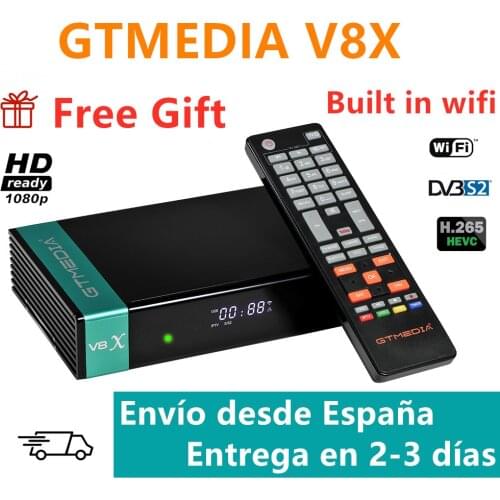 Receptor gtmedia V8X FTA satellite receiver DVB-s2/S2X full hd h.265 same gtmedia V7 s2x with USB wifi free upgrade V8 nova V7s