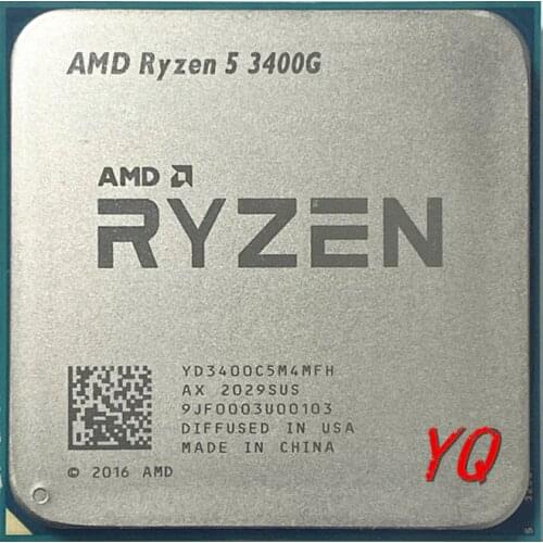 AMD Ryzen 5 3400G R5 3400G 3.7 GHz Quad-Core Eight-Thread 65W CPU Processor YD3400C5M4MFH Socket AM4