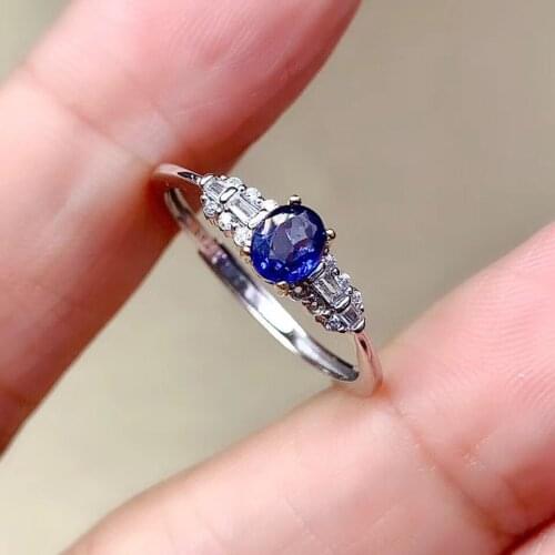 Luxury Natural And Real Sapphire Rings 925 Sterling Silver Fine Jewelry