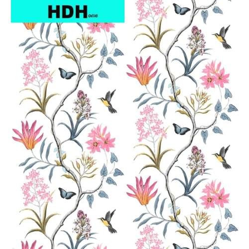 Floral Wallpaper Vintage Self-Adhesive Wallpaper Removable Pink Wallpaper Leaf Bird Peel and Stick Wall Paper PVC Wall Decor