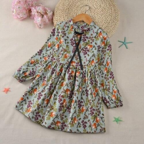 Spring And Autumn Kids Clothes Toddler Girls Small Fresh Long-Sleeved Floral Princess Dress Korean Bottoming Cotton Dress