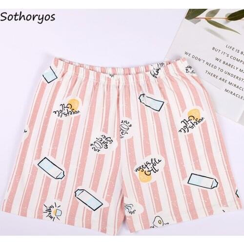 Sleep Bottoms Women Leisure Chic Plus Size 3XL Loose Printed Summer Breathable Thin Cotton Comfortable Sleepwear Daily Outwear