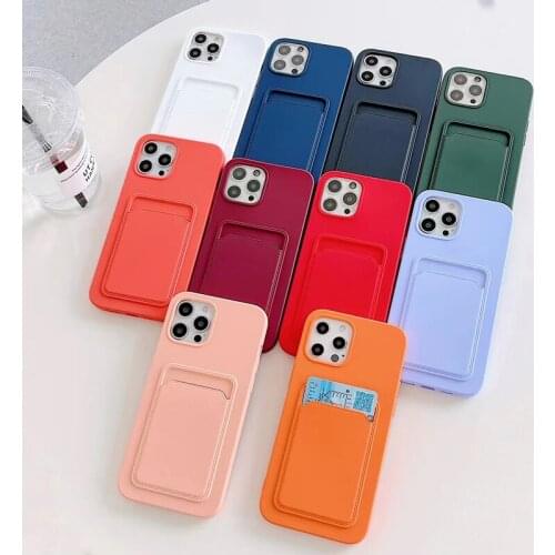 Silicone Card Bag Candy Color Series Phone Case For iphone7 8 SE 7 8 Plus X XS XR XS Max 12 11 Pro Max 12Mini Dual purpose Coque
