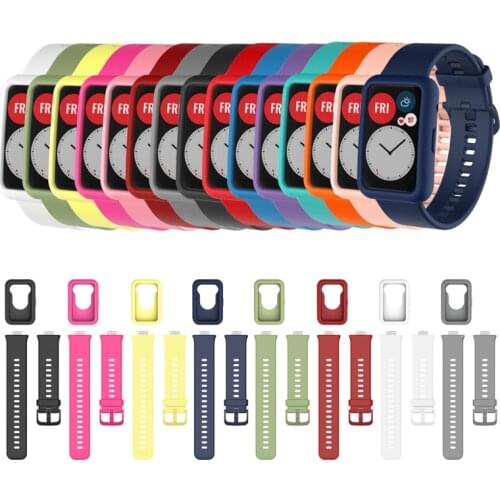 Silicone Soft Edge Protector Case Shell Sleeve Frame Protective Bumper Cover For Huawei Watch Fit Watchband Strap Band Wristband