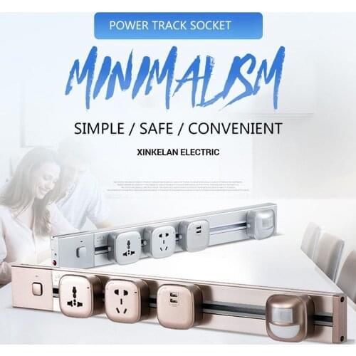 Track Socket 60CM Aluminum Alloy Track Wall Socket 3 Colors 8000W With switch Electrical Plug Socket Power Outlet 110V-250V