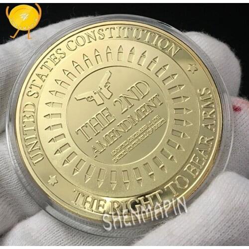 US Thomas Jefferson Constitution 2ND Amendment Freeman Shall right to Bear Arms Coins collectibles Sniper Pistol Challenge Coin