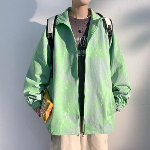 Spring New Fashion Streetwear Mens Jackets Casual Male Outwear Tie dye Windbreaker Jacket Loose Zipper Coats Male Overcoat