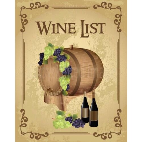 WINE LIST LARGE METAL TIN SIGN POSTER VINTAGE STYLE WALL PLAQUE