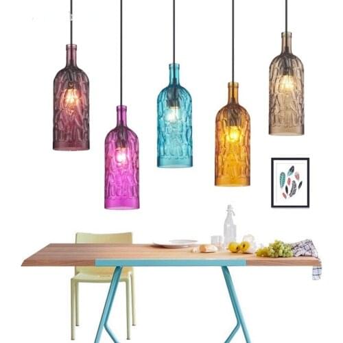 Vintage Ceiling Hanging Chandelier Light Kitchen Glass Bottle Bar Home Indoor Dining Living Room Pendant Lamps Decor Lighting