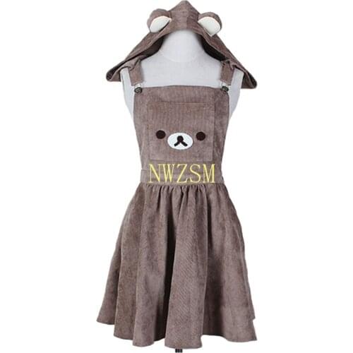Japanese A-Line Dress Cute Bear Embroidery Gown Harajuku Lolita Dress bear