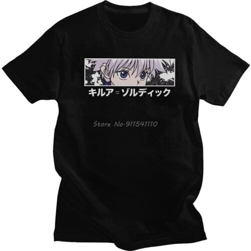 Funny Men Tshirt HXH Killua Zoldyck T Shirt Short Sleeves Pure Cotton Anime Manga Tee Round Neck Leisure Hunter X Hunter T-shirt