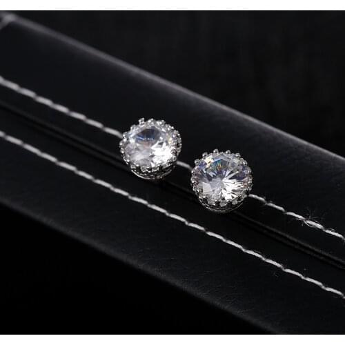2020 Fashion Luxury Silver color 6mm Small Zircon Stud Earing Earrings for women christmas gift korean jewelry