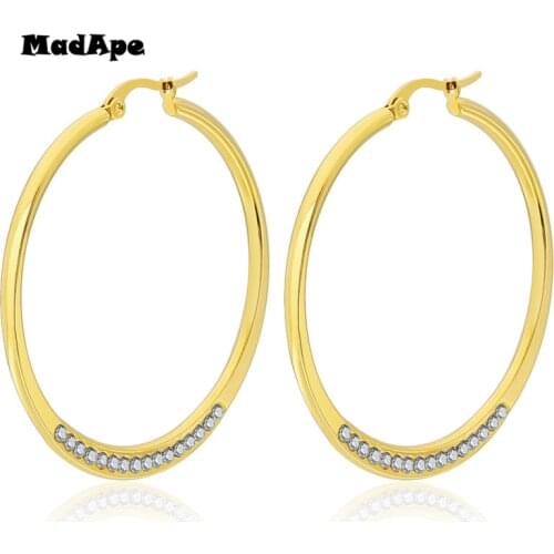 MadApe 2019 Trendy Jewelry 45mm Hoop Earrings Silver Color/Gold Stainless Steel Female Big Hoop Earrings For Women Jewelry