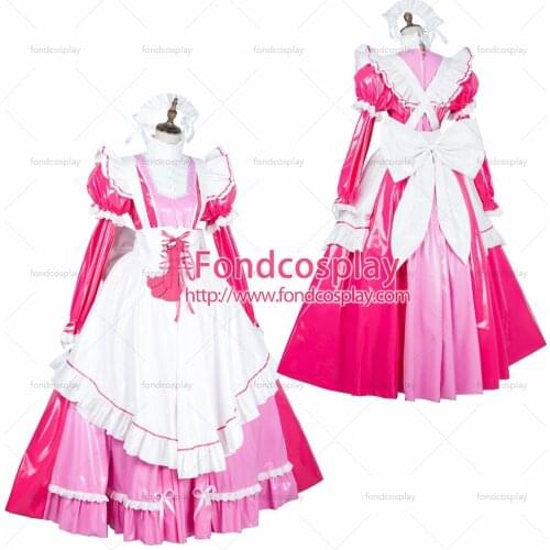 Lockable Sissy maid PVC vinyl long dress Uniform cosplay costume Tailor-made[G1791]