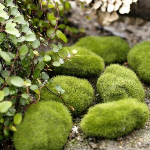 1pc Stone Moss Miniature Dollouse Garden Craft Fairy Bonsai Plant Decor Marimo Stone Artificial Moss Foam Stone Green Plant