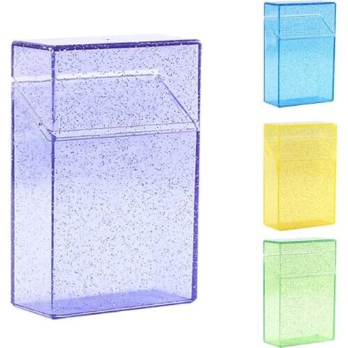 1pc Plastic Clear Cigarette Case (20 Capacity) Shining Cigarettes Box Portable Cigarette Holder Container for Smoker, 5 Colors