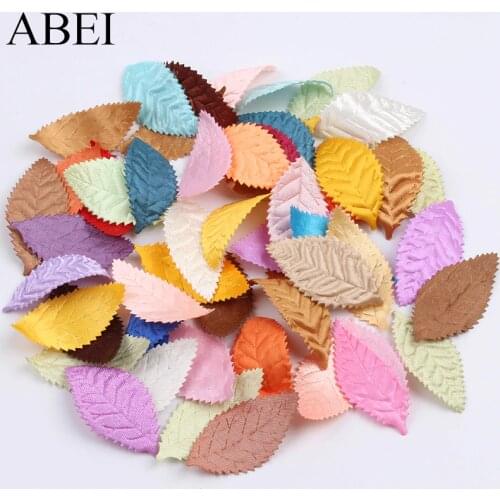 100pcs/lot Mix Colors Leaf Patch Artificial Silk Leaves For Wedding Party Scrapbook Decoration Fake flower leaf DIY Accessory