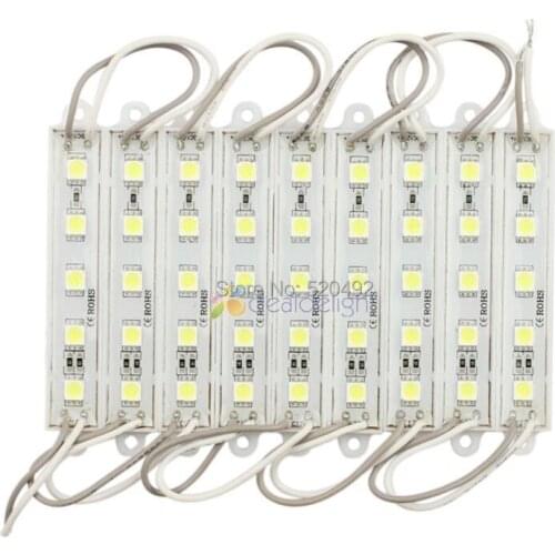 100pcs Super Bright DC 12V 5 Leds 5050 SMD Cool White Waterproof LED Module Light Lamp Wholesale