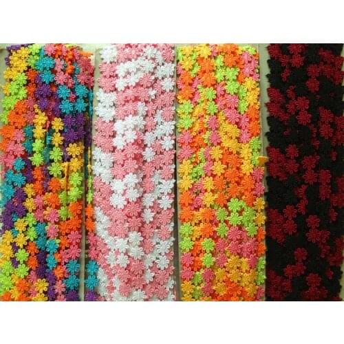 15 Yard/lot Exquisite multicolour water soluble embroidery lace trim clothes accessories 1.5cm diy headwear decoration fabric