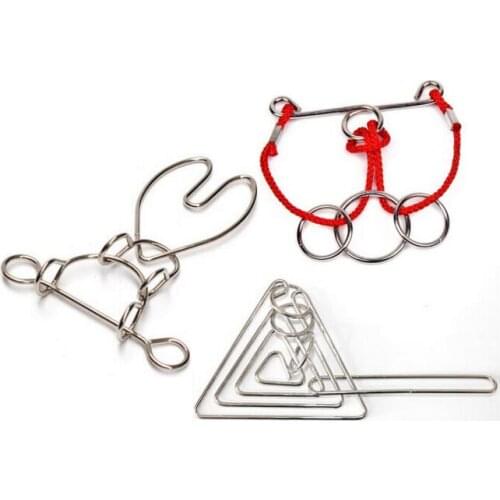 3PCS/Set IQ Metal Wire Puzzle Brain Teaser Game for Adults Kids