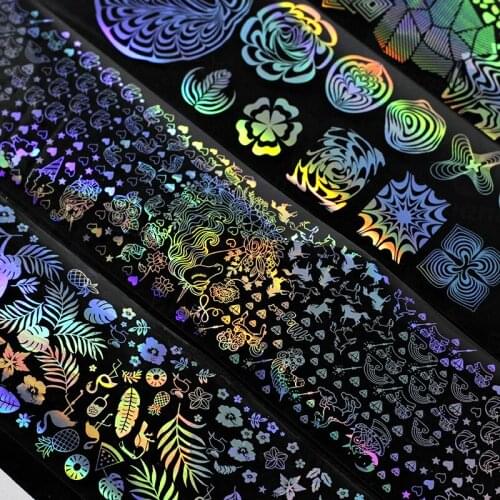 300pcs Symphony Laser Christmas Dream Catcher Star Nail 3D Nail Art Sticker Decal Manicure Self-adhesive Nail Beauty Wrap Tip