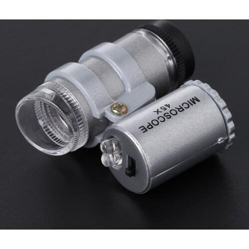 45X Jewelers Loupe Magnifier Mini Microscope Magnifying Pocket w/ LED Light