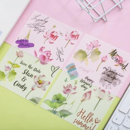 5PCS Lovely New Summer Lotus Children Stationery Stickers For DIY Albums Scrapbooking Diary Decoration Cartoon Depicting