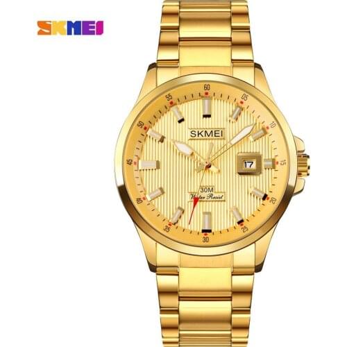 Relogio Masculino SKMEI Top Brand Luxury Watches Golden Quartz Wrist Watch Business Men Watch Calender Male Clock Montre Homme