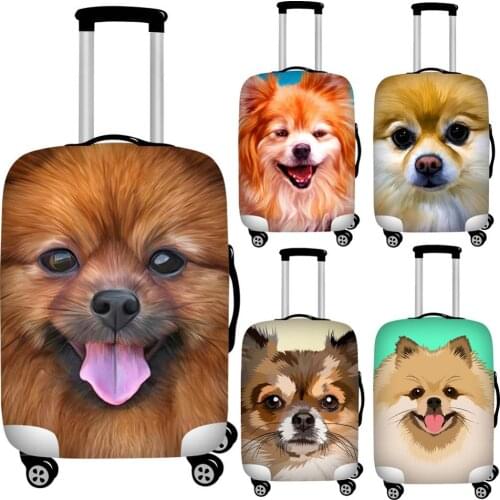 FORUDESIGNS Pomeranian Dog Print 18-32inch Travel Suitcase Cover Elastic Waterproof Luggage Protective Dust Covers Baggage Cover